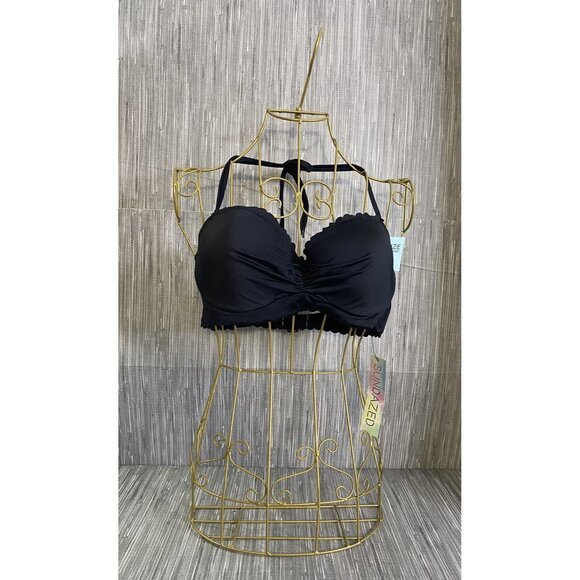 SUNDAZED Woman’s Nixie Underwire Bra-Sized Halter Bikini Top Black SZ 34D - Picture 2 of 7